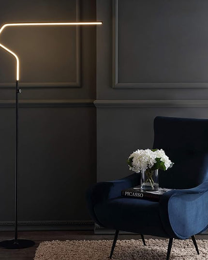 JONATHAN Y JYL7020B Julian 65.25" Integrated LED Metal Floor Lamp Minimalistic,Modern,Contemporary for Bedrooms, Living Room, Office, Reading, Black - LeafyLoom
