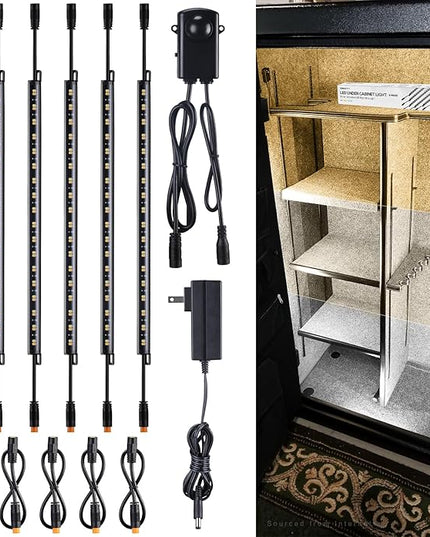TORCHSTAR LED Safe Lighting Kit 3CCT, (6) 12 Inch Linkable Light Bars, Motion Sensor, 3000K/4000K/5000K Selectable, 900LM Safe Light Kit for Gun Safe Under Cabinet Locker Closet, UL Power Adapter TORCHSTAR