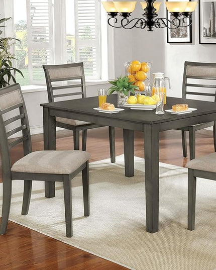 NicBex Dining Table for 4 Kitchen & Dining Room Tables 5 Pc Dining Table Set Weathered Gray Dining Chairs & Table Solid Wood with Padded Fabric Cushions, Gray+Beige - LeafyLoom