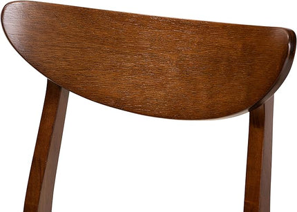 Baxton Studio Philip Mid-Century Modern Transitional Light Beige Fabric Upholstered and Walnut Brown Finished Wood 5-Piece Dining Set - LeafyLoom