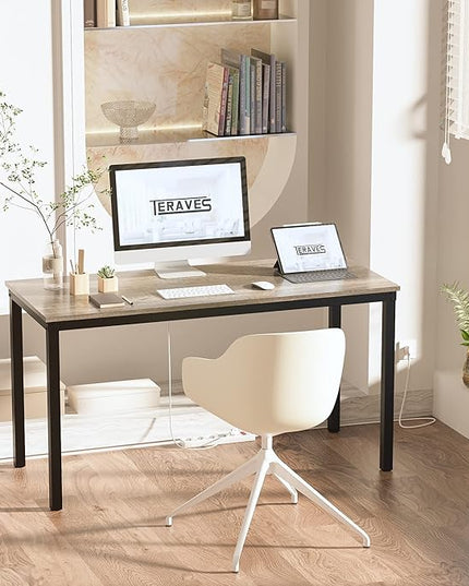 Teraves Computer Desk/Dining Table Office Desk Sturdy Writing Workstation for Home Office (47.24”, Black Oak) - LeafyLoom