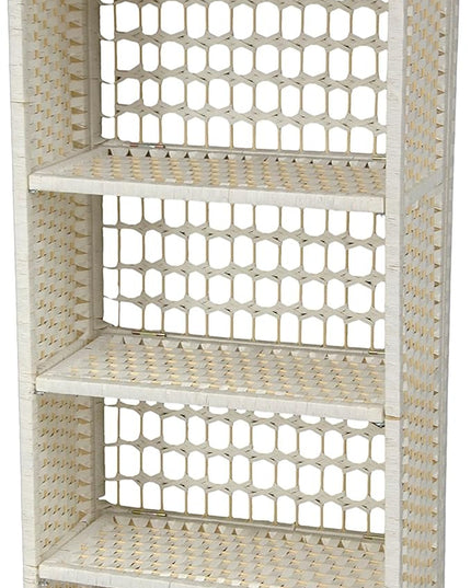 Oriental Furniture 53" Natural Fiber Shelving Unit - White - LeafyLoom