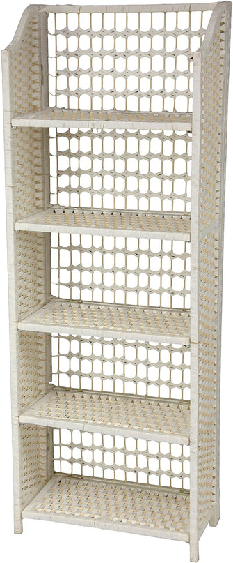 Oriental Furniture 53" Natural Fiber Shelving Unit - White - LeafyLoom