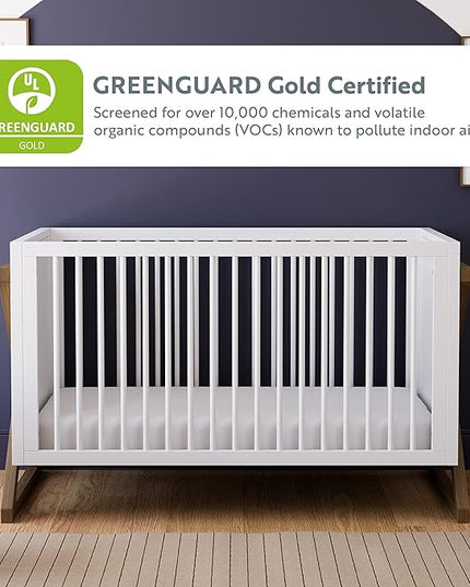 Storkcraft Equinox 3-in-1 Convertible Crib (Gray) – Easily Converts to Toddler Bed and Daybed, 3-Position Adjustable Mattress Support Base, Modern Two-Tone Design for Contemporary Nursery - LeafyLoom
