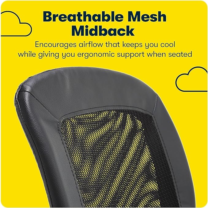 Serta Essential Armless Desk Chair Small TaskChair with Wheels, Breathable Mesh Back, SertaQuality Foam Cushion Seat for Comfort, Functional, Lightweight and Versatile, Task, Black - LeafyLoom