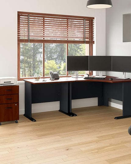 Bush Business Furniture Series A 36W Small Desk in Hansen Cherry and Galaxy, Compact Computer Table for Home or Professional Office - LeafyLoom
