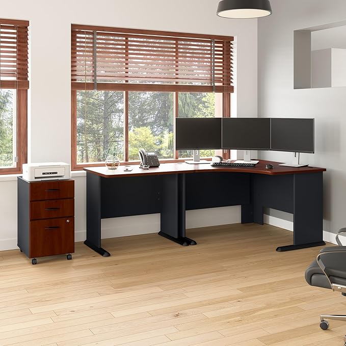 Bush Business Furniture Series A 36W Small Desk in Hansen Cherry and Galaxy, Compact Computer Table for Home or Professional Office - LeafyLoom