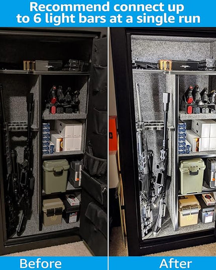 TORCHSTAR LED Safe Lighting Kit, (6) 12 Inch Linkable Light Bars + Rocker Switch + UL Power Adapter, 900LM, Input 100-240V, for Under Cabinet Gun Safe Locker Closet Showcase, 5000K Daylight TORCHSTAR