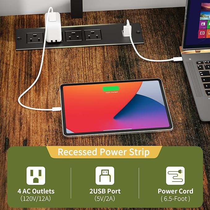 Yoobure L Shaped Desk with Pegboard, Reversible Gaming Desk with LED Lights & Power Outlets, Computer Desk with Drawers & Storage Shelves, Office Desk with Monitor Stand Corner Desk Home Office Desks - LeafyLoom