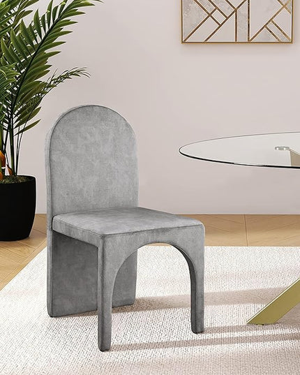 Meridian Furniture Summer Collection Modern | Contemporary Velvet Upholstered Dining Side Chair with Steel Frame, Set of 2, Grey - LeafyLoom