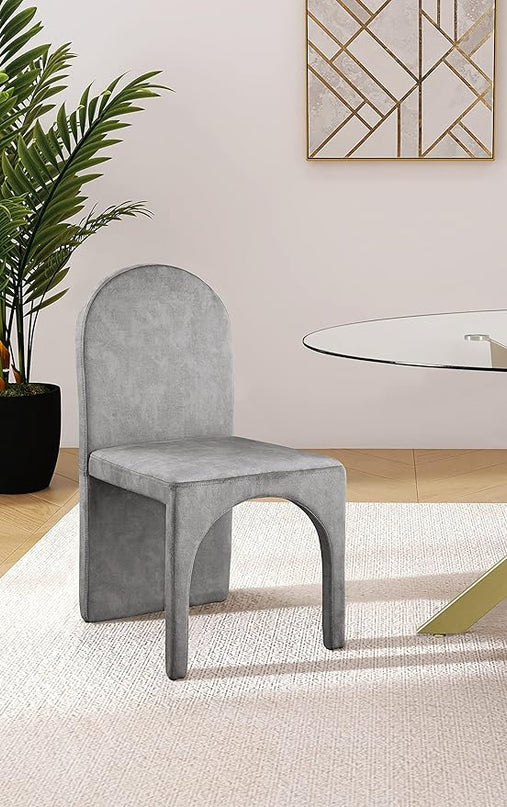 Meridian Furniture Summer Collection Modern | Contemporary Velvet Upholstered Dining Side Chair with Steel Frame, Set of 2, Grey - LeafyLoom