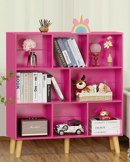 LEYAOYAO Bookshelf,3 Tier Book Shelf with Legs,Pink Modern Bookshelf,Large Freestanding Open Modern Bookshelves,Display Bookcases Decor Furniture for Nursery - LeafyLoom