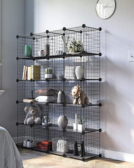 TUMUCUTE Wire Cube Storage Organizer, 9-Cube Metal Storage Shelves Bookshelf, Stackable Modular Closet Organizer for Bedroom Living Room, Office, Storage Shelves - LeafyLoom
