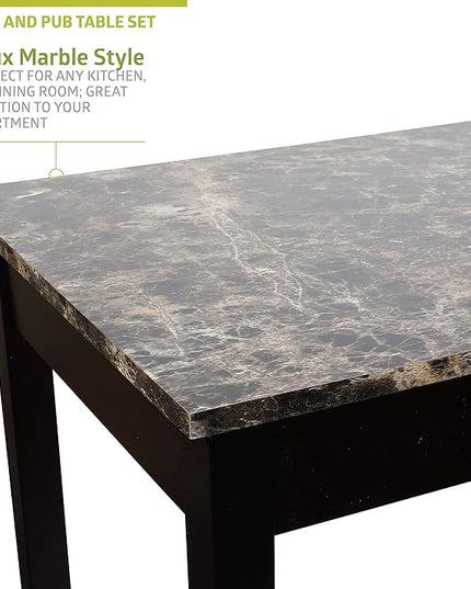 Pearington Remington High Top Counter Height Bar and Pub Table Set with 2 Chairs, Dark Espresso - LeafyLoom