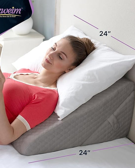 Adjustable Bed Wedge Pillow for Sleep Apnea, Gerd, Acid Reflux, Post Surgery, Heartburn - Foam Wedge Pillow for Back Pain Relief, Sleep Apnea Pillow Wedge or Bed Wedge Pillow for Sleeping for Seniors - LeafyLoom