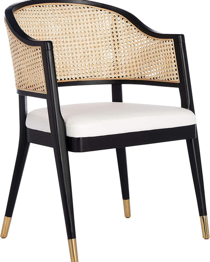 Safavieh Couture Home Collection Rogue Black/Natural Rattan Living Room Dining Accent Chair (Fully Assembled) SFV4106A - LeafyLoom