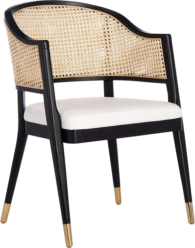 Safavieh Couture Home Collection Rogue Black/Natural Rattan Living Room Dining Accent Chair (Fully Assembled) SFV4106A - LeafyLoom