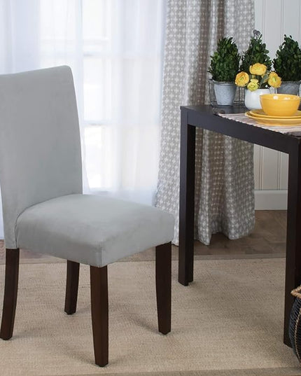 HomePop Parsons Classic Upholstered Accent Dining Chair, Set of 2, 19"D x 23.5"W x 38"H, Gray Velvet - LeafyLoom