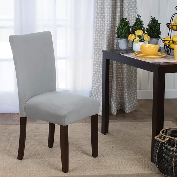 HomePop Parsons Classic Upholstered Accent Dining Chair, Set of 2, 19"D x 23.5"W x 38"H, Gray Velvet - LeafyLoom