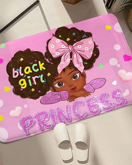African American Rugs for Girls Room Black Girls Room Decor Rugs Princess Room Decor Rugs for Girls Bedroom Kids Rugs for Bedroom Girls Teen Living Room Soft Floor Mats, Pink, 2'×3' - LeafyLoom
