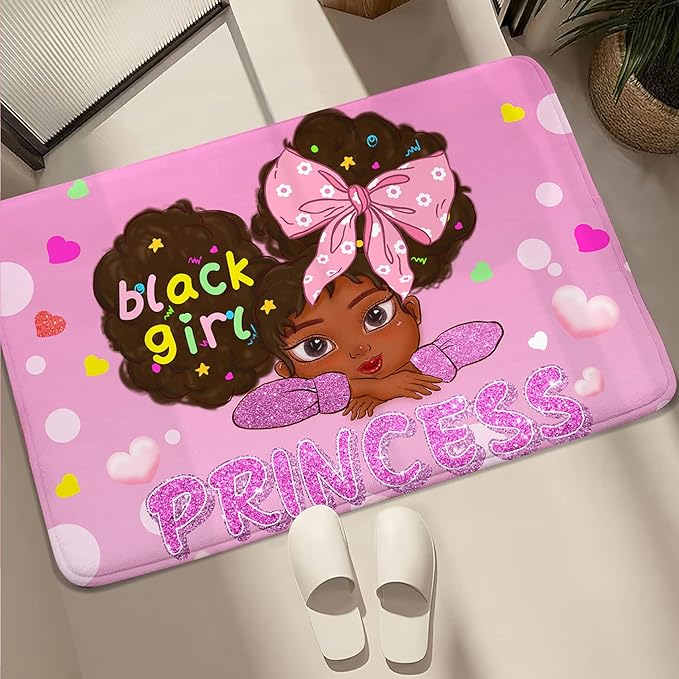 African American Rugs for Girls Room Black Girls Room Decor Rugs Princess Room Decor Rugs for Girls Bedroom Kids Rugs for Bedroom Girls Teen Living Room Soft Floor Mats, Pink, 2'×3' - LeafyLoom
