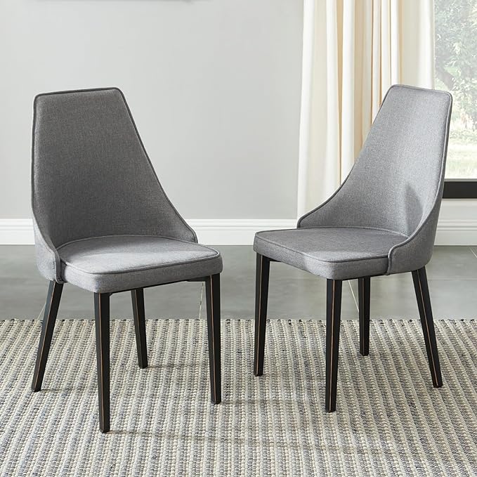Dining Chairs Set of 2, Modern and Minimalist Leisure Backrest Textile Chairs. Leisure Upholstered Textile Dining Chair with Gold Metal Chromed Legs - LeafyLoom