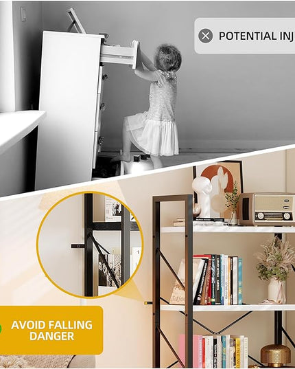 DWVO 4 Tier Bookshelf, Small Book Shelf Modern Bookcase, Narrow Book Case Book Storage Organizer for CD/Movie/Book, Bookshelves for Bedroom Office Living Room, White & Black - LeafyLoom