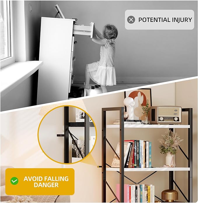 DWVO 4 Tier Bookshelf, Small Book Shelf Modern Bookcase, Narrow Book Case Book Storage Organizer for CD/Movie/Book, Bookshelves for Bedroom Office Living Room, White & Black - LeafyLoom