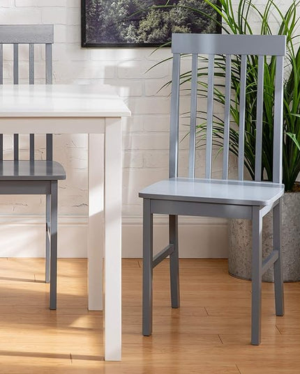 Walker Edison 4 Person Modern Farmhouse Wood Small Dining Table Dining Room Kitchen Table Set 4 Chairs Set, 48 Inch, White and Grey - LeafyLoom