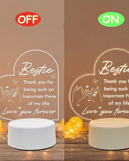 to My Bestie Gifts, Best Friend Birthday Gifts Night Light, Friendship Gifts for Women Friends, Best Friend Christmas Valentines Day Gift - LeafyLoom