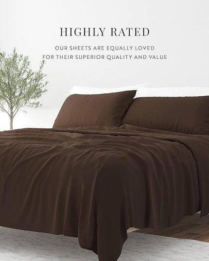 Linen Market Bed Sheets for Queen Size Bed (Chocolate) - Sleep Better Than Ever with These Soft and Cooling Queen Sheets - Deep Pocket Fits 16" Thick Beds - 4 Piece Queen Sheet Set - LeafyLoom