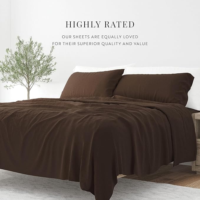 Linen Market Bed Sheets for Queen Size Bed (Chocolate) - Sleep Better Than Ever with These Soft and Cooling Queen Sheets - Deep Pocket Fits 16" Thick Beds - 4 Piece Queen Sheet Set - LeafyLoom