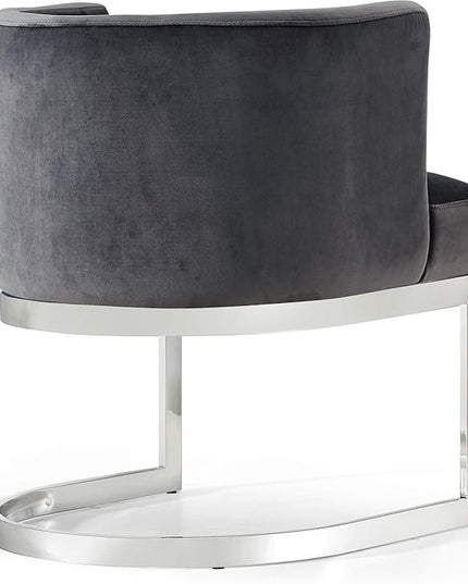 Meridian Furniture Gianna Collection Modern | Contemporary Velvet Upholstered Dining Chair with Polished Chrome Metal Frame, 24" W x 22" D x 29.5" H, Grey - LeafyLoom