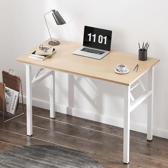 Need Small Desk 31 1/2" No Assembly Foldable Writing Table,Sturdy and Heavy Duty Folding Computer Desks for Small Space/Home Office/Dormitory AC5AW(80 * 40) - LeafyLoom