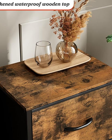 Nicehill Nightstand, Nightstand for Bedroom with Drawers, Small Dresser with Drawers, Bedside Table Bedside Furniture, Night Stand End Table with Storage Drawers for Bedroom, Rustic Brown - LeafyLoom