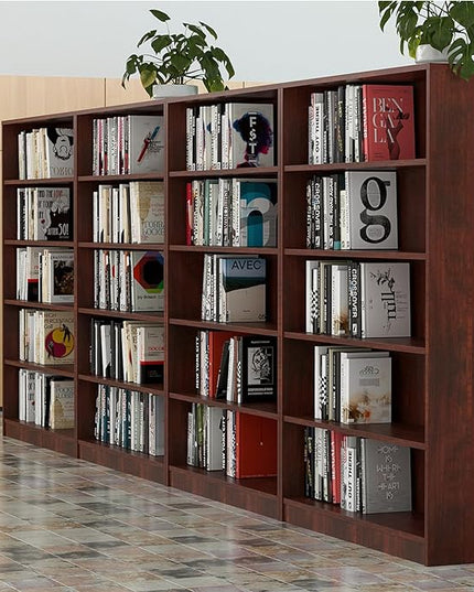 Farini 5 shelf boockase Display Bookcase Freestanding Wooden Bookshelves for Home Office Living Room,60 Inch Height,Cherry - LeafyLoom