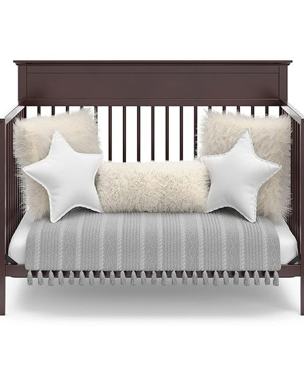 Storkcraft Carmel 5-in-1 Convertible Crib (Espresso) - GREENGUARD Gold Certified, Converts to Toddler Bed & Full-Size Bed, Fits Standard Full-Size Crib Mattress, 4 Adjustable Mattress Heights - LeafyLoom
