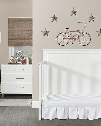 Ava 4-in-1 Convertible Mini Crib in White, Greenguard Gold Certified, Non-Toxic Finish, Comes with 1" Mattress Pad, with 3 Mattress Height Settings - LeafyLoom