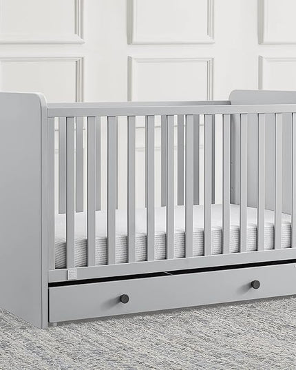 GAP babyGap Graham 4-in-1 Convertible Crib with Storage Drawer - Greenguard Gold Certified, Grey/Dark Grey - LeafyLoom