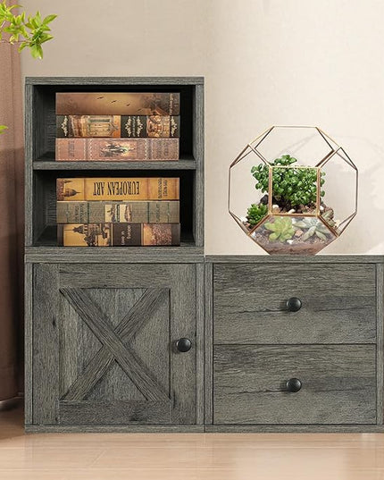 Magic DIY Cube Storage Organizer Stackable Cubes for Home Books Clothes Toy -Modular Cubby Storage System -Closet Organizer -Bookcase Closet (French Oak,1 Layer Cube) - LeafyLoom
