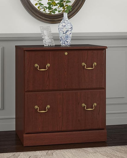 Bush Saratoga Lateral File Cabinet, Harvest Cherry (EX45654-03) - LeafyLoom