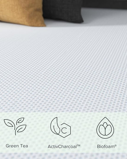 ZINUS 6 Inch Green Tea Cooling Gel Memory Foam Mattress, Short Queen, Fiberglass Free, Cooling Gel Foam, Pressure Relieving, CertiPUR-US Certified, Mattress in A Box, White - LeafyLoom