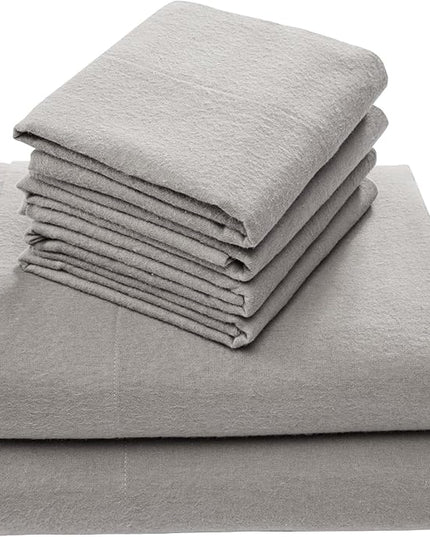 Comfort Spaces Cotton Flannel Breathable Warm Deep Pocket Sheets with Pillow Case Bedding, King, Grey Solid 4 Piece - LeafyLoom