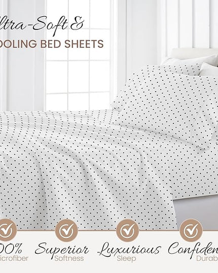 Linen Market 3 Piece Twin Bedding Sheet Set (Navy Blue Dots) - Sleep Better Than Ever with These Ultra-Soft & Cooling Bed Sheets for Your Twin Size Bed - Deep Pocket Fits 16" Mattress - LeafyLoom