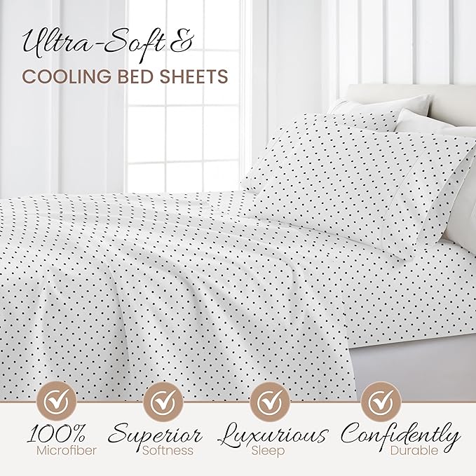 Linen Market 3 Piece Twin Bedding Sheet Set (Navy Blue Dots) - Sleep Better Than Ever with These Ultra-Soft & Cooling Bed Sheets for Your Twin Size Bed - Deep Pocket Fits 16" Mattress - LeafyLoom