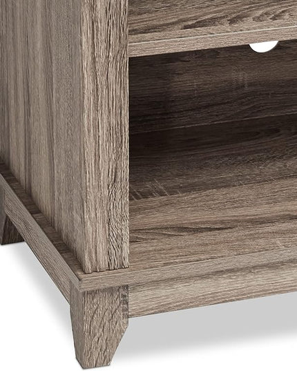 ROCKPOINT 58inch TV Stand Media Console for TV’s up to 65 Inches, Home Living Room Storage Console, Entertainment Center with 4 Open Storage Shelves, Modern TV Console Table (Brown) - LeafyLoom