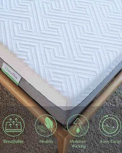 Novilla King Size Mattress, 12 Inch Gel Memory Foam King Mattress for Cool Night & Pressure Relief, Medium Plush Feel with Motion Isolating, Bliss - LeafyLoom