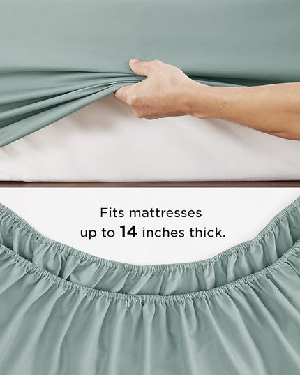 Bedsure Sage Green Twin XL Comforter Set - 5 Pieces Solid Twin XL Bed in a Bag for College, Twin XL Bed Set Sage Green with Comforters, Sheets, Pillowcase & Sham, Extra Long Twin Comforter Set - LeafyLoom