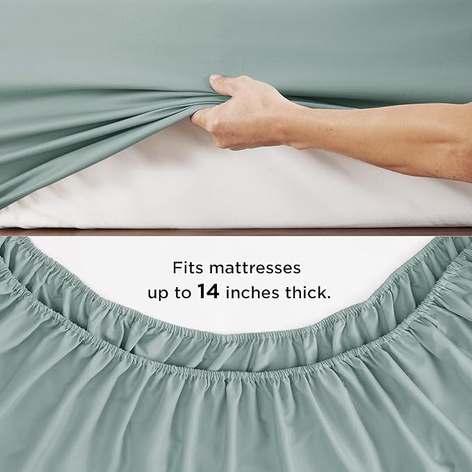 Bedsure Sage Green King Size Comforter Set - 7 Pieces Solid King Bed in a Bag, King Bed Set Sage Green with Quilted Warm Fluffy Comforters, Sheets, Pillowcases & Shams - LeafyLoom