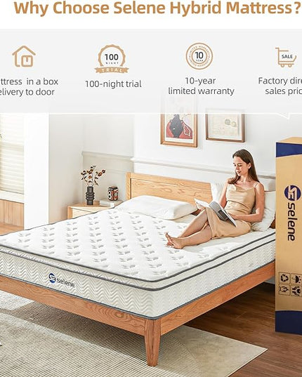 Full Size Mattress, 12 Inch Mattress Full with Pocket Spring and Memory Foam for Pressure Relief, Motion Isolation, Edge Support, Medium Firm Mattress in a Box, CertiPUR-US, White - LeafyLoom